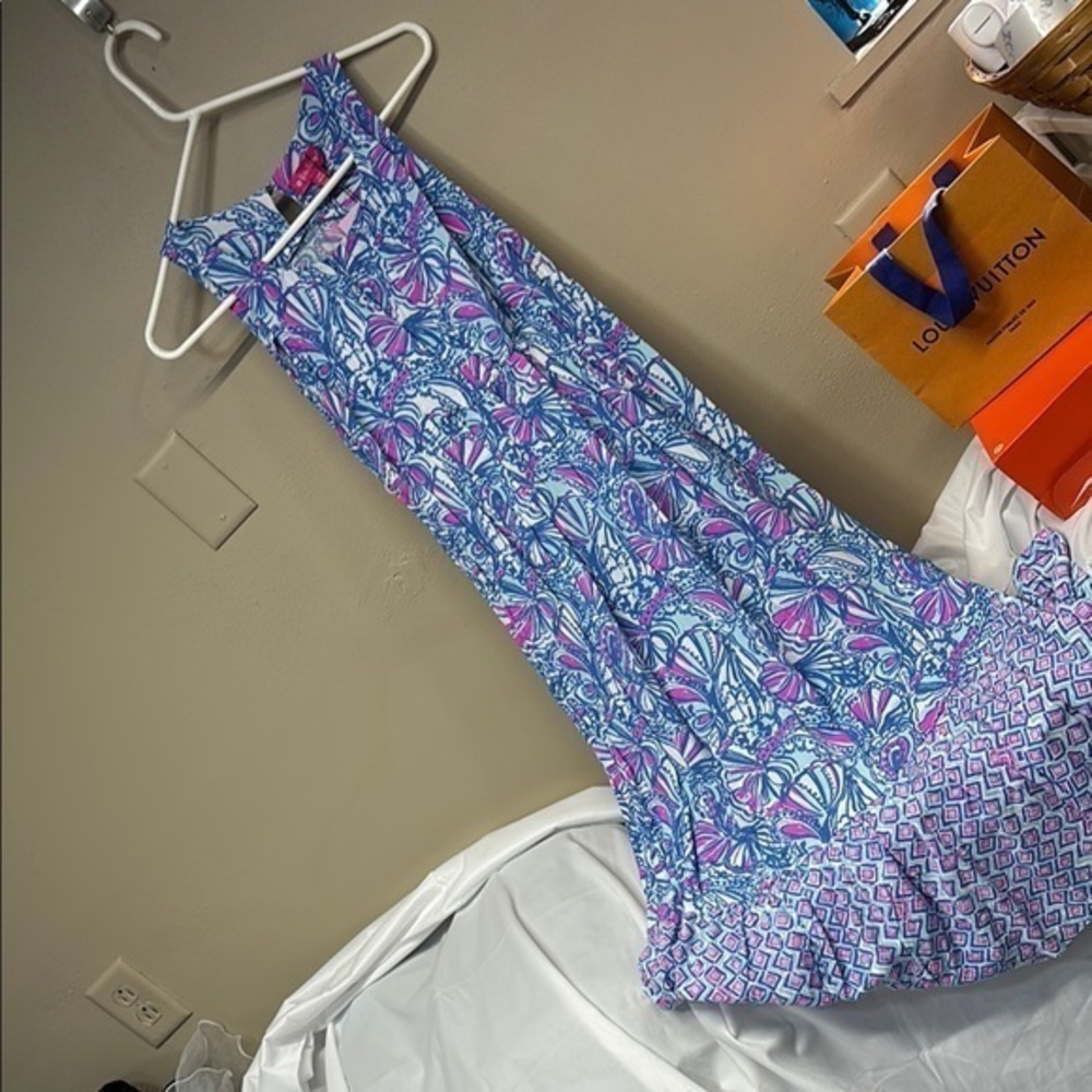 Lilly Pulitzer sleeveless multi bright color back button maxi dress girls 10/12
